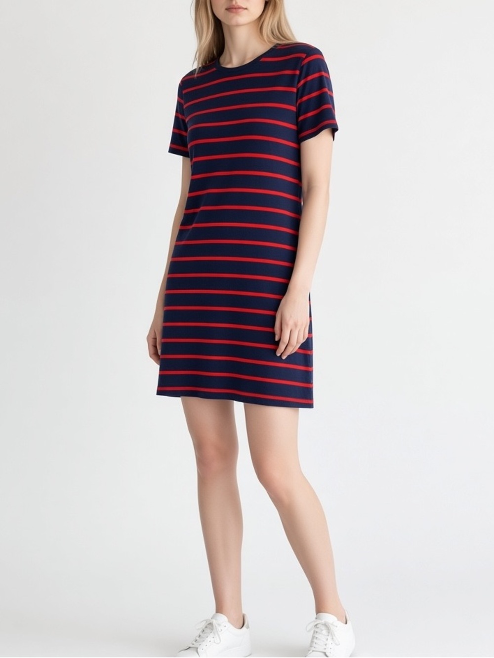 BCBGeneration Striped T-shirt Dress Blue and Red casual Size Large Minimalist